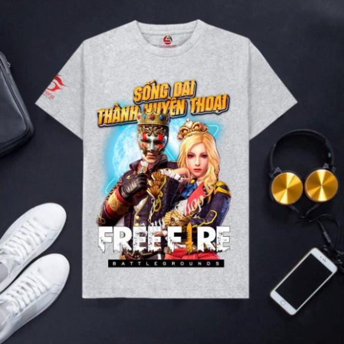 VHL Store [Hàng có sẵn] Áo Free Fire cotton màu xám cổ tròn cực hot MÙA 2 VHL Store
