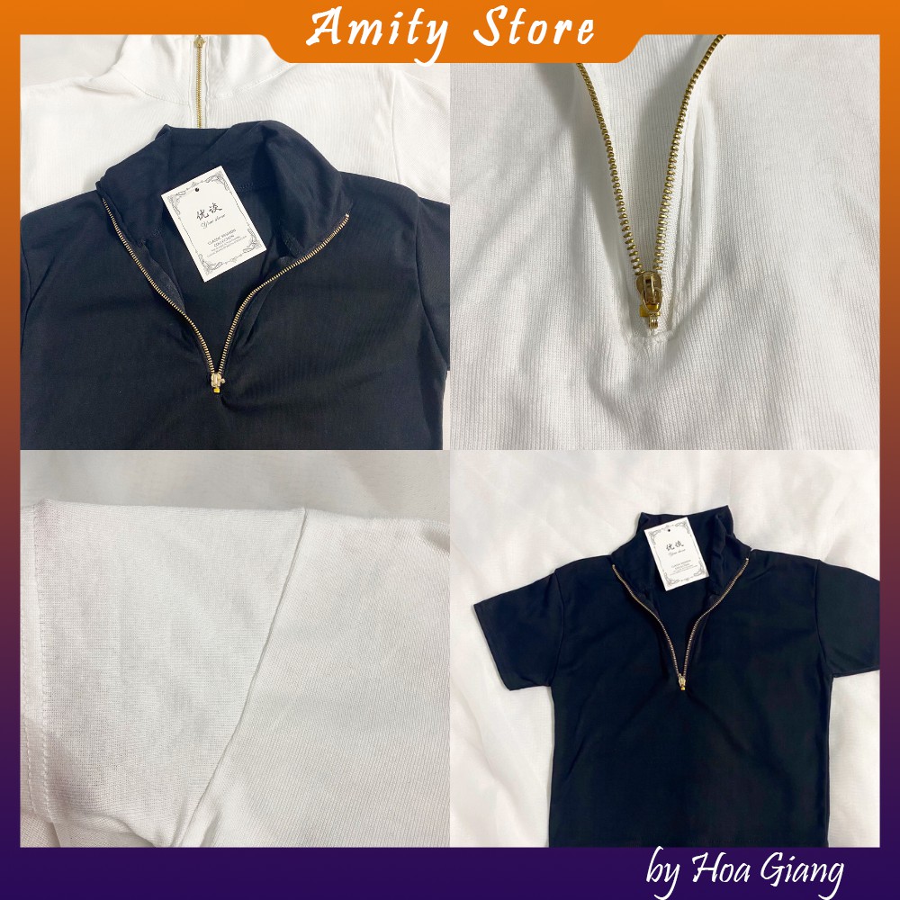 [Áo croptop nữ] Áo thun nữ croptop dáng ôm, croptop nữ có khóa cổ gợi cảm (Ảnh video thật) A02 AmityStore | BigBuy360 - bigbuy360.vn
