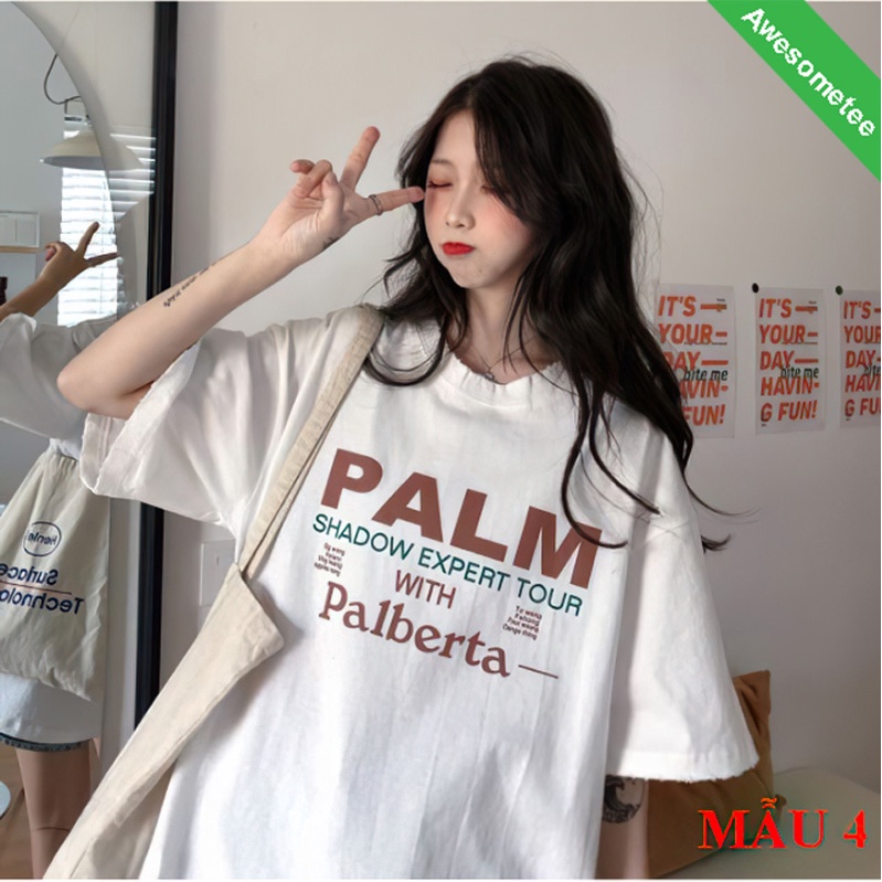 [Mã FAMARAL1 giảm 10K đơn 50K] Áo thun tay lỡ Unisex Awesometee, áo phông form rộng ATL palm M384
