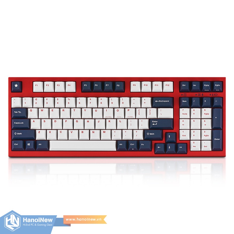 Bàn Phím Cơ Leopold FC980M PD BT White Navy Red Font Blue Star  Bluetooth