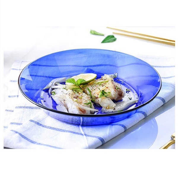 Bộ 2 dĩa D3007F Duralex - Lys Xanh Saphir 19.5cm Thủy tinh cường lực cao cấp Pháp