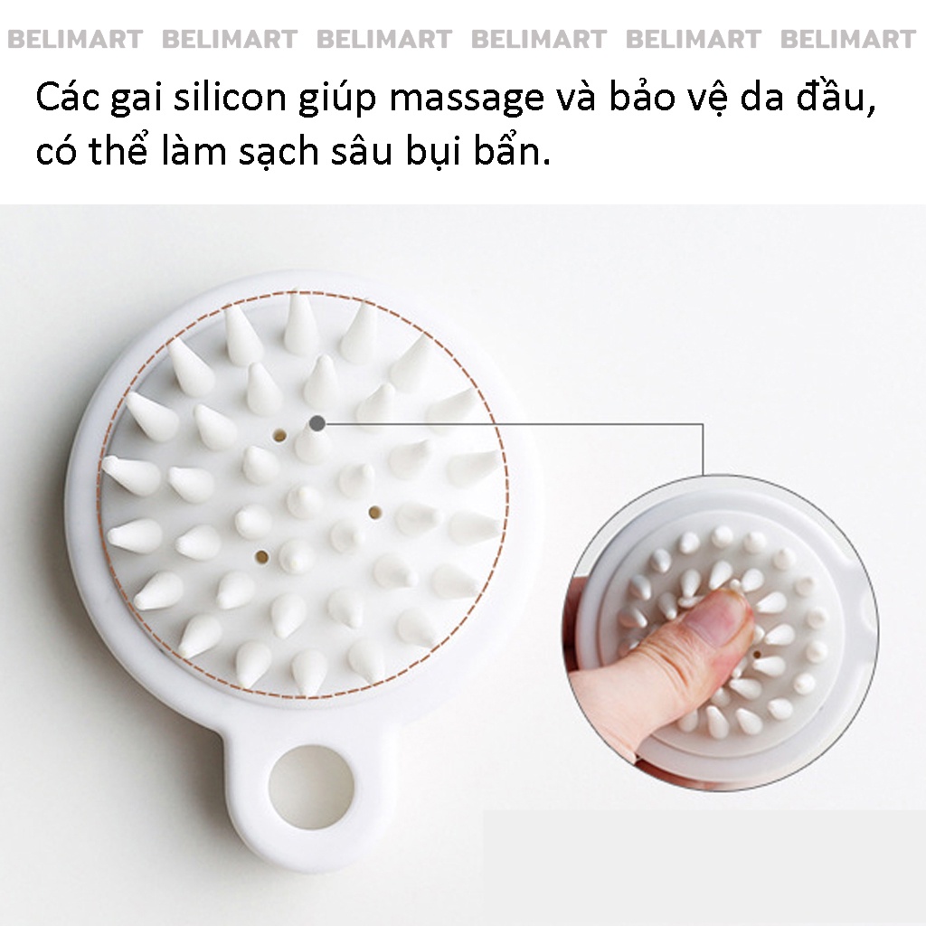 Lược gội đầu silicon, lược chải đầu giảm rụng và kích thích mọc tóc Beli BL022