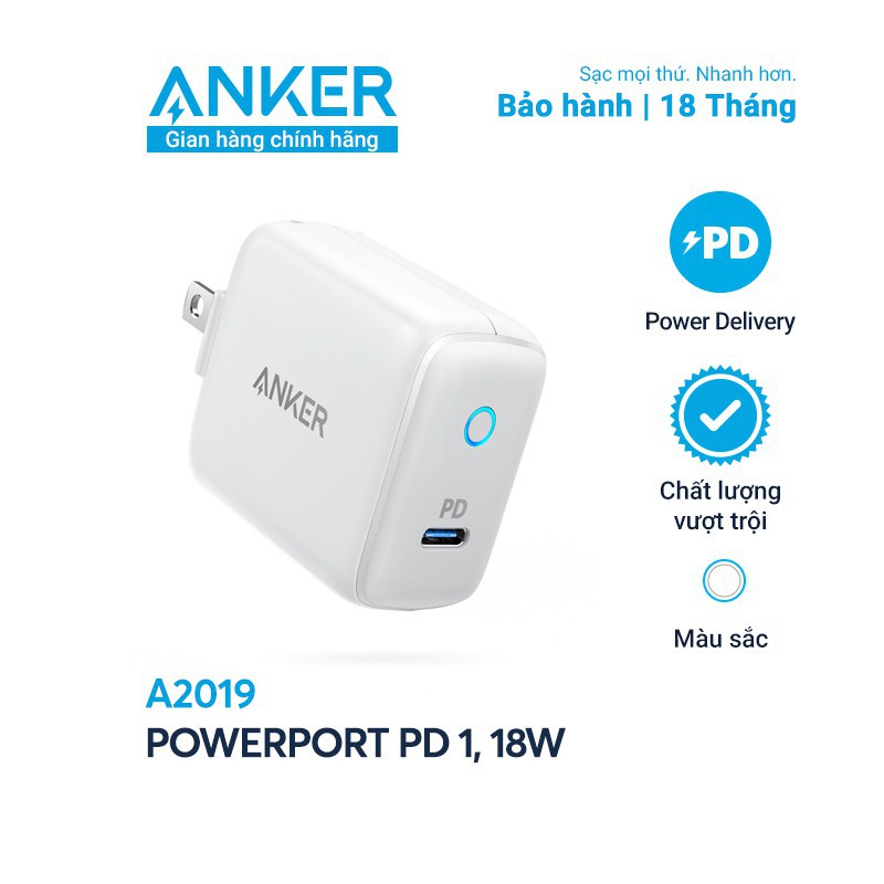 [ Giá siêu rẻ,chính hãng ] Sạc ANKER PowerPort PD 1 cổng 18w - A2019 - type c