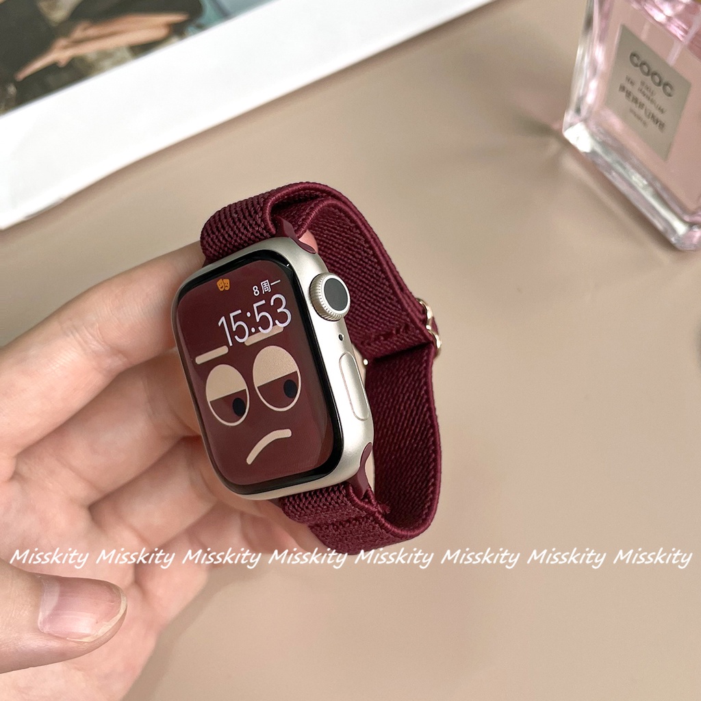 Dây Đeo Đồng Hồ Apple Watch Series 7 45mm 41mm 44mm 40mm 42mm Bằng Nylon Co Giãn