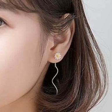 Bông tai bạc ta sóng Hoa Cúc nhỏ