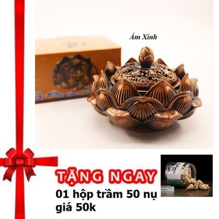 Lư hương xông trầm họa tiết hoa sen