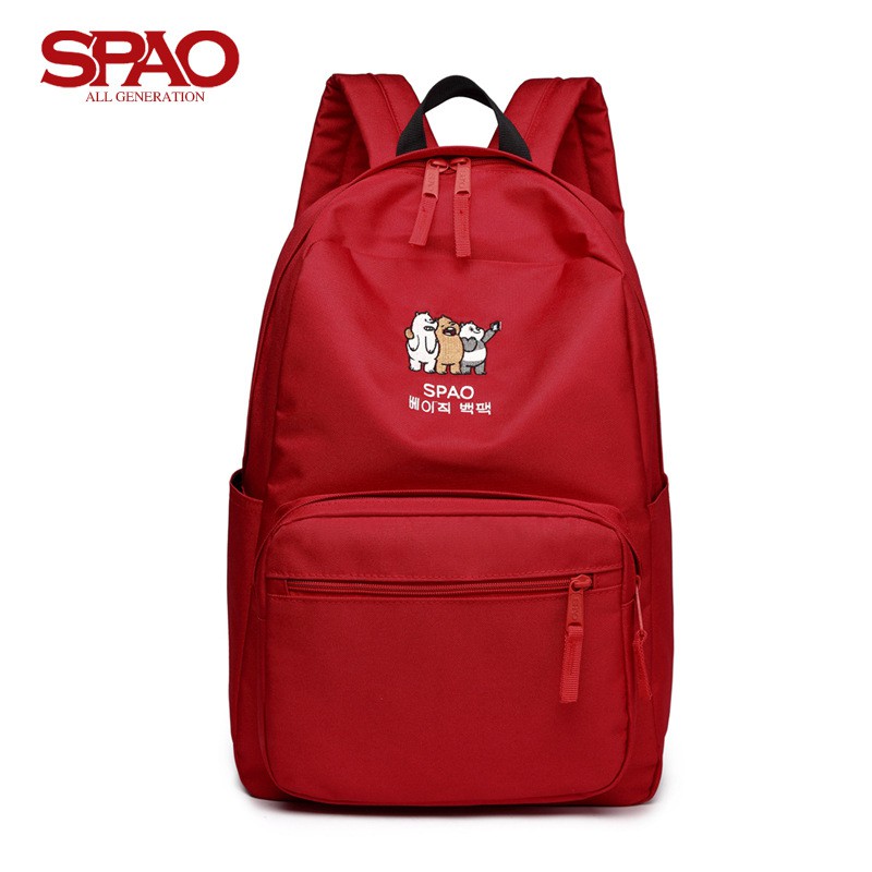 SPAO school backpack with We Bare Bears bear picture in simple and elegant colors