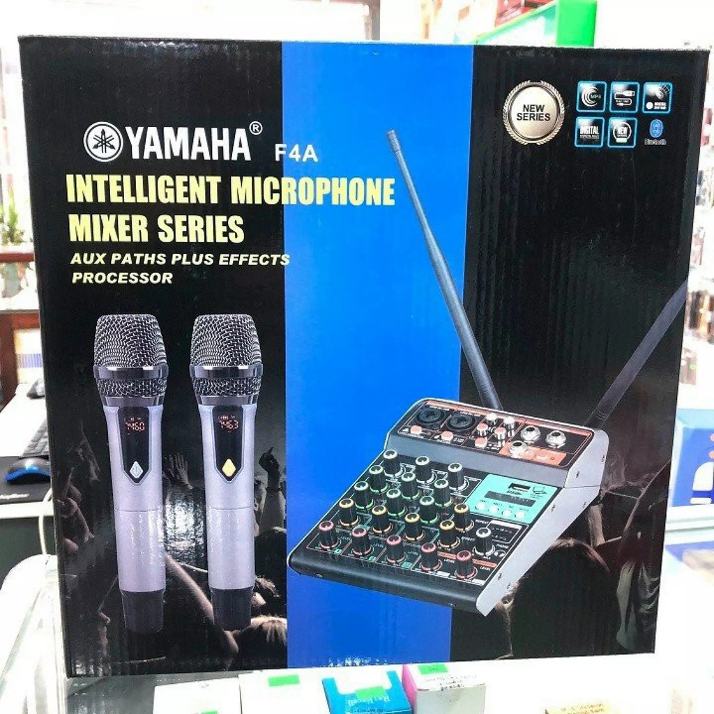 bộ mixer livestream thu âm karaoke yamaha f4a bluetooth tặng kèm 2 micro không dây cao cấp bảo hành 12 tháng