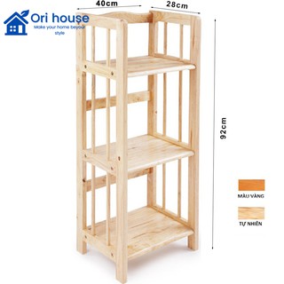 Kệ sách 3 tầng gỗ tự nhiên ngang 38 cm chắc chắn hàng lắp ráp - Ori House