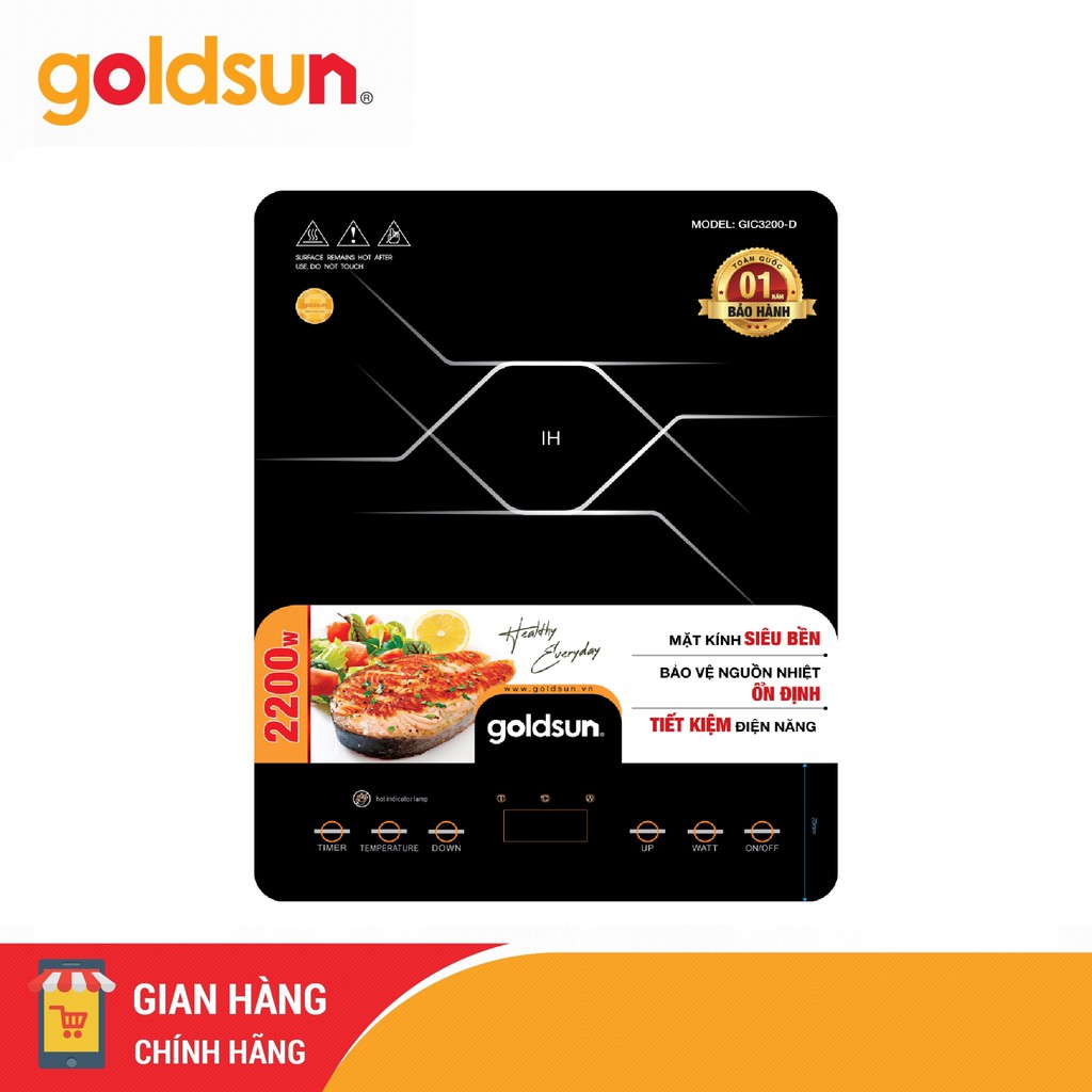 Bếp lẩu điện,Bếp từ đơn ăn lẩu công suất 2000W Goldsun GIC3200-D Bảo hành 12 tháng