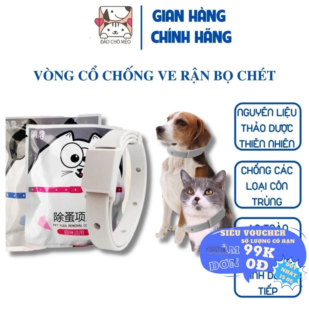 Vòng cổ chống côn trùng ve rận bọ chét chó mèo trên da không thấm nước - Đảo Chó Mèo