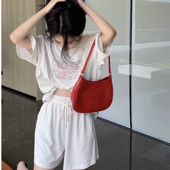 Bộ đùi ngắn tay CHANCE Quần Short Rút Dây Áo Phông Form Rộng Tay Lỡ In Hình Retro Hàn Quốc Ulzzang