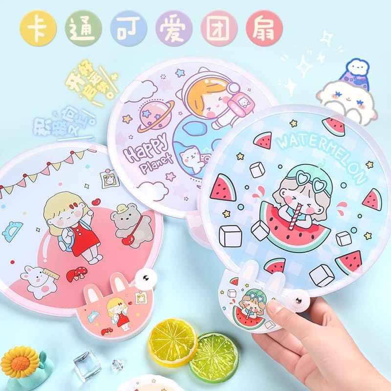 Quạt Cầm Tay Có Thể Gấp Gọn In Hình Dễ Thương