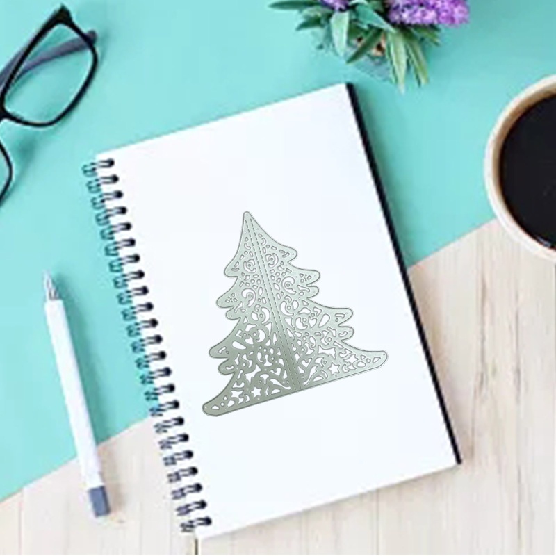 Khuôn Cắt Giấy Làm Từ Kim Loại Hình Cây Thông Giáng Sinh Trang Trí Scrapbook