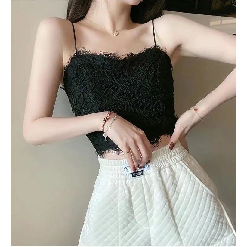 áo hai dây kiểu hở lưng áo 2 dây croptop ren đi biển hoa tiểu thư nữ  ྇