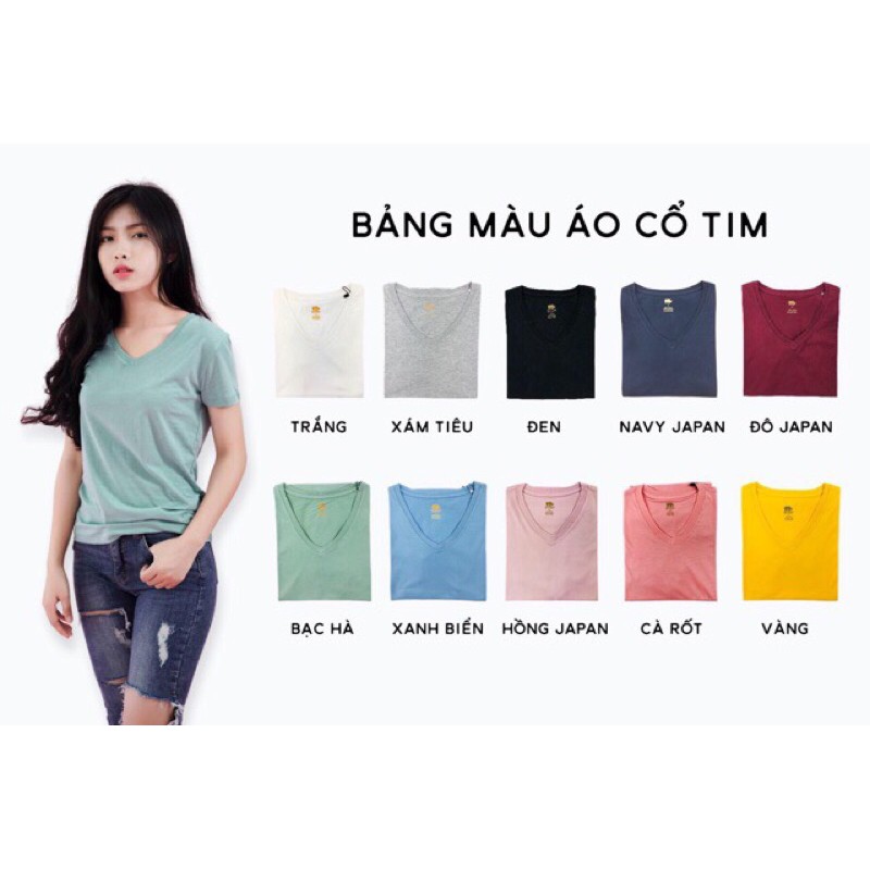 Áo thun nữ cổ tim 100% cotton thương hiệu Gold Rhino (Thoát nhiệt, thấm hút mồ hôi, bền màu)