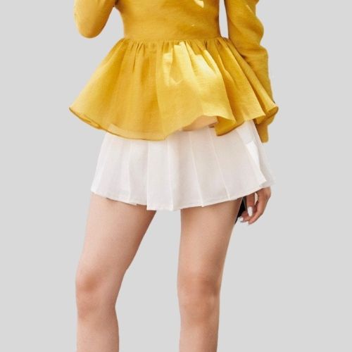 RECHIC Chân váy Joly Màu Trắng quần xếp ly trơn xinh xắn dễ thương dạo phố