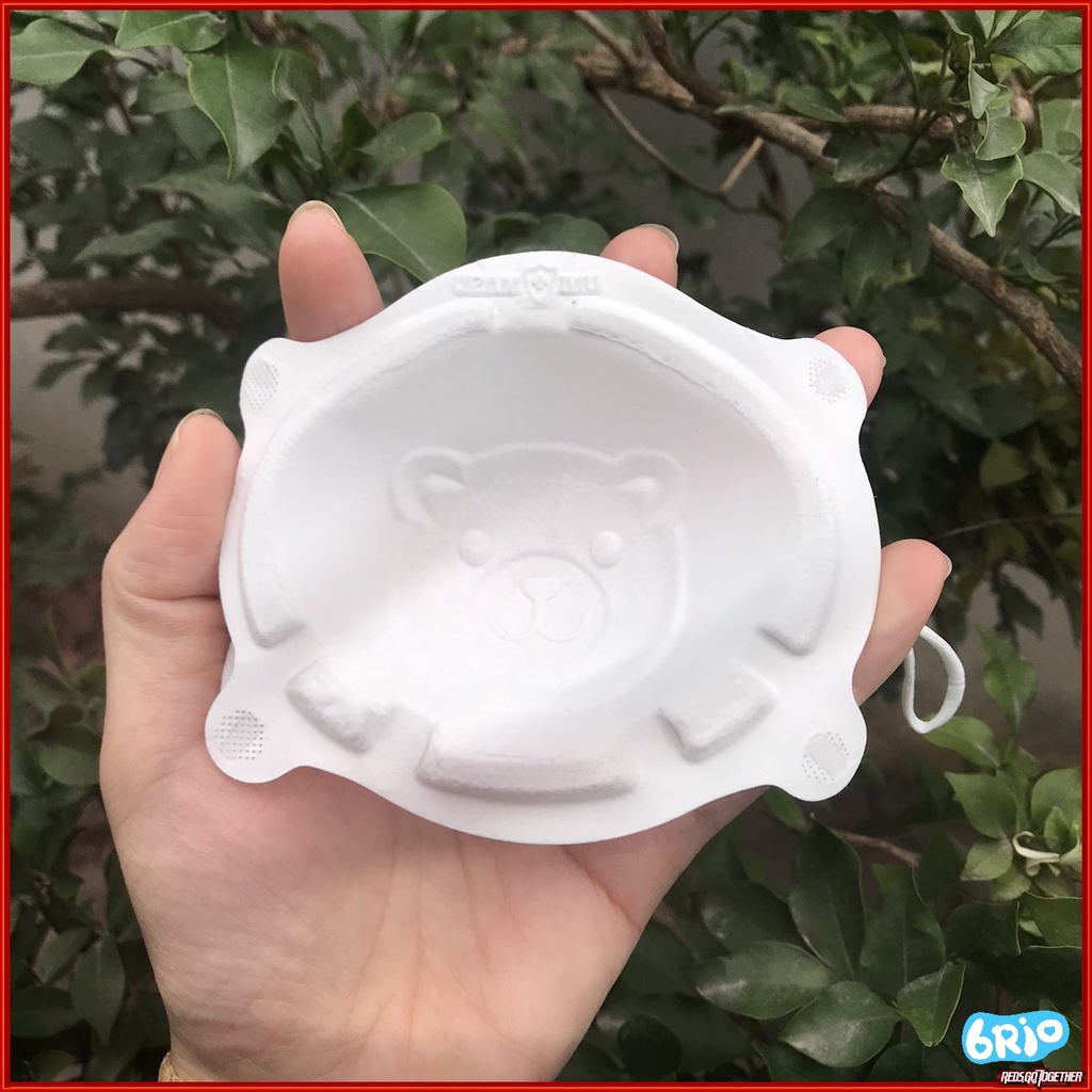 Set 3 khẩu trang hình gấu 3D cho bé từ 0-6 tuổi cao cấp xuất Nhật, dây có nút điều chỉnh