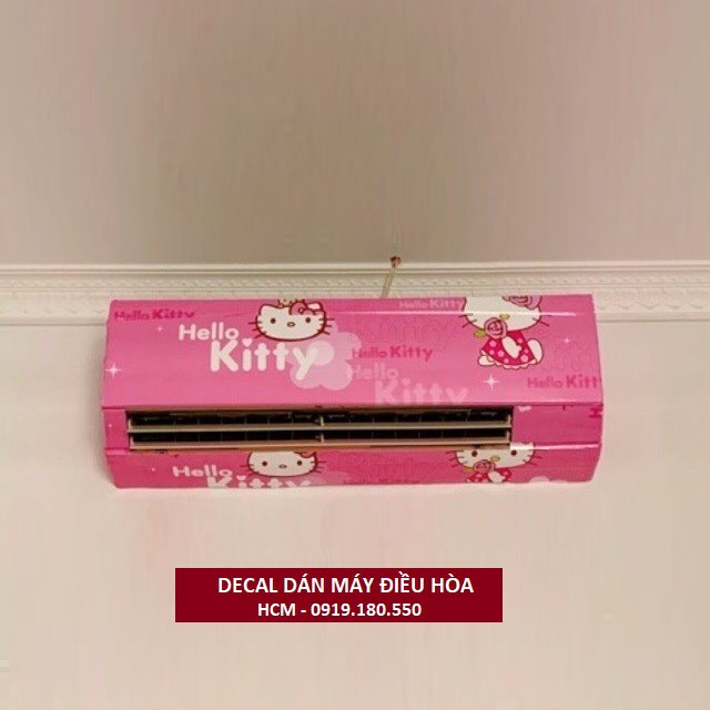 Decal dán máy lạnh, máy điều hòa HELLO KITTY - Dán full 4 mặt