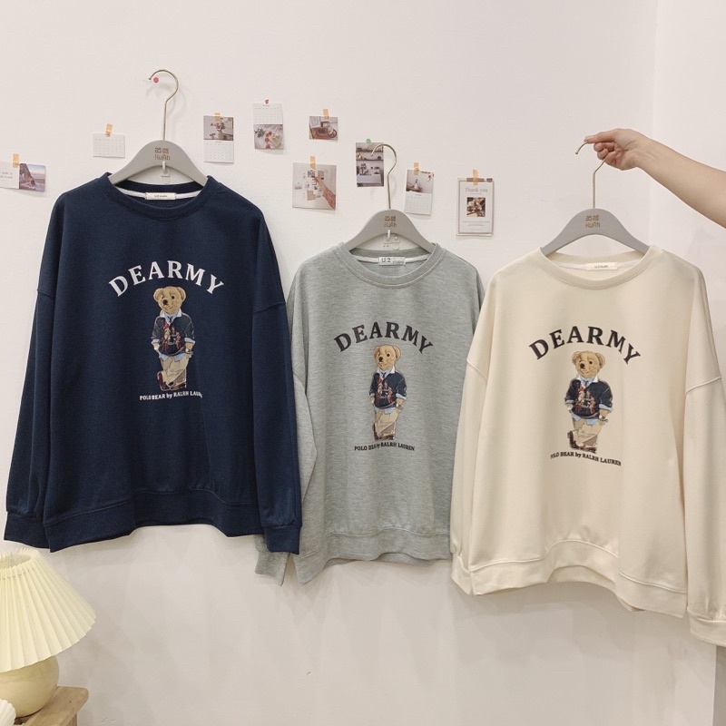 Áo nỉ dáng rộng hình gấu _  Ngd (Ảnh thật ) | BigBuy360 - bigbuy360.vn