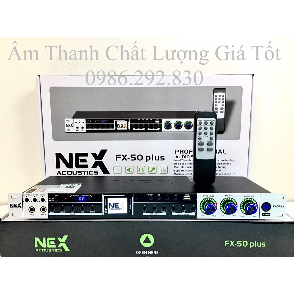 Vang FX50 Plus Có Reverb Kèm Dây Canon Có Chống Hú,Vang Nhại Mượt Mà.Có BLUETOOTH,Quang Học,USB.AUX.