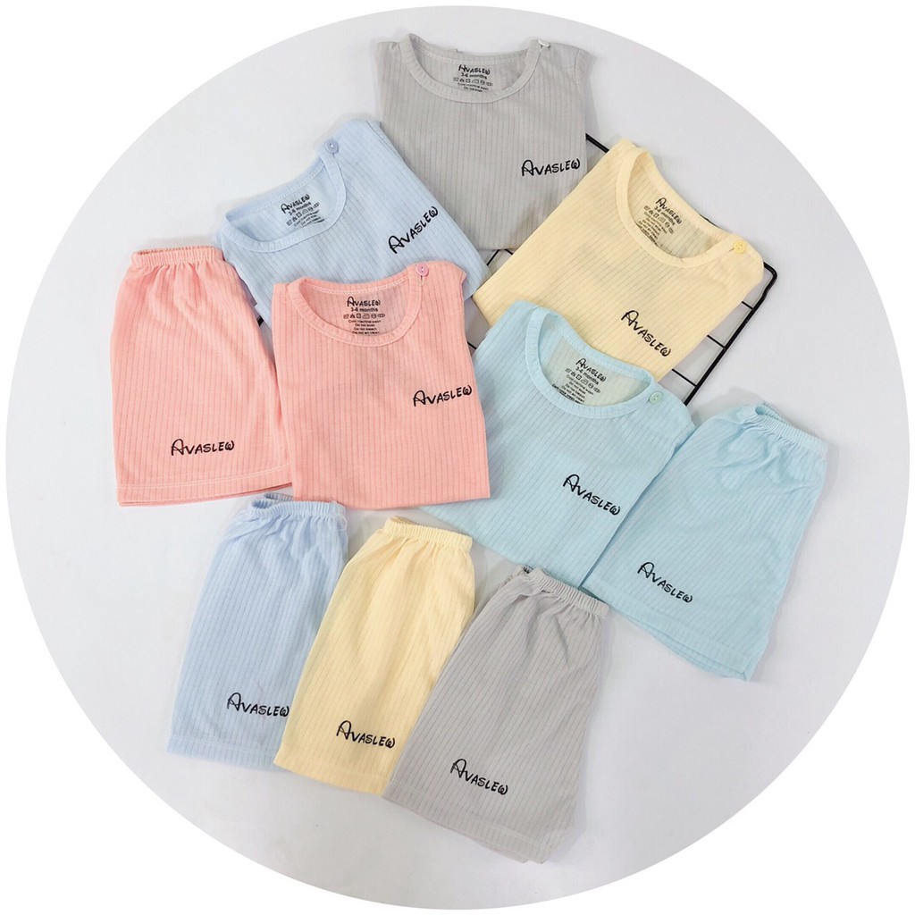 Bộ Ba Lỗ Sát Nách Cho Bé Trai Bé Gái Chất Cotton Gân Tăm Ava Siêu Mềm Mát - Quần Ao Trẻ Em Cho Bé Sơ Sinh 3kg đến 14kg
