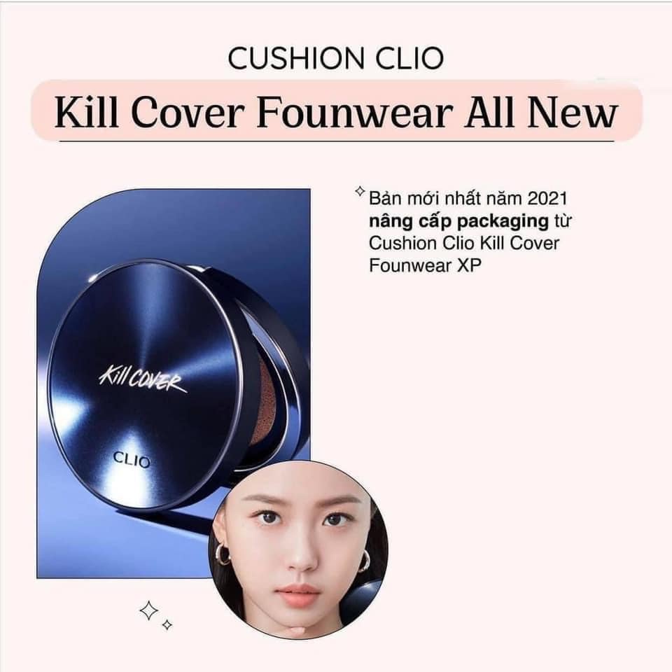 (CÓ BILL) PHẤN NƯỚC TRANG ĐIỂM CLIO KILL COVER FOUNWEAR CUSHION XP SPF 50+PA+++