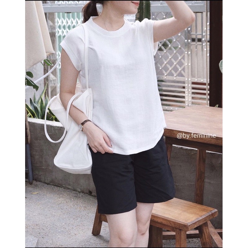 Áo tanktop linen xoắn eo sau