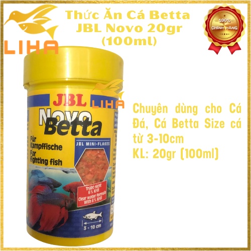 Thức Ăn Cá Đá JBL Novo Betta 20gr (100ml) - Thức Ăn Cho Cá Betta, Cá Đá