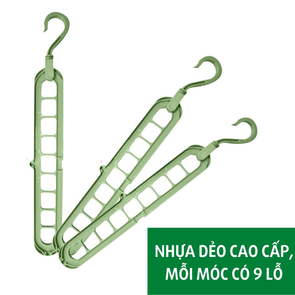 Móc treo quần áo đa năng thông minh 9 lỗ