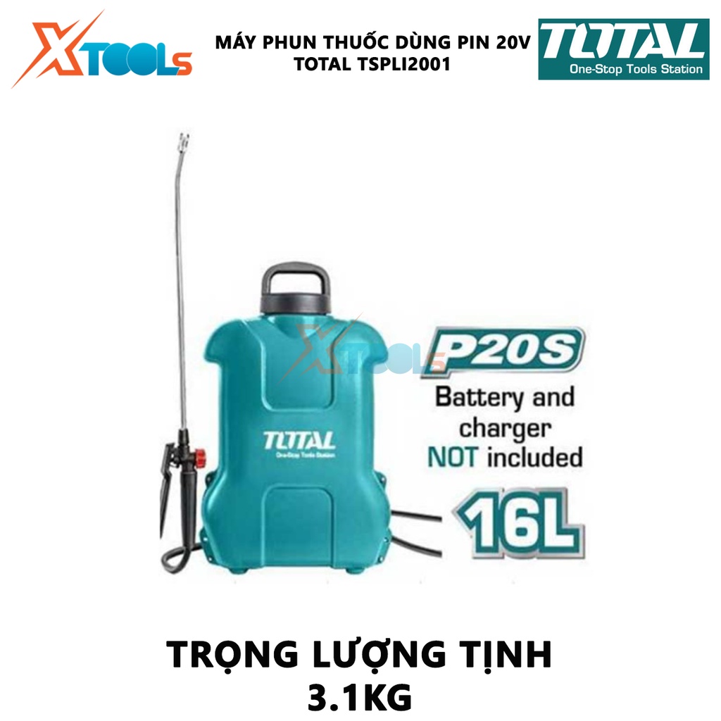Máy phun 16L dùng pin Total TSPLI2001 Bình xịt phun thuốc 16L 3.5kg phân phối chính hãng tại [XSAFE][XTOOLs]