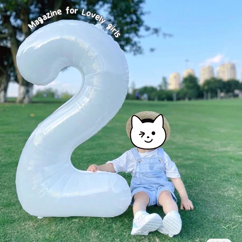 Bong Bóng Hình Số Màu Trắng Đen 32 Inch Trang Trí Tiệc Sinh Nhật