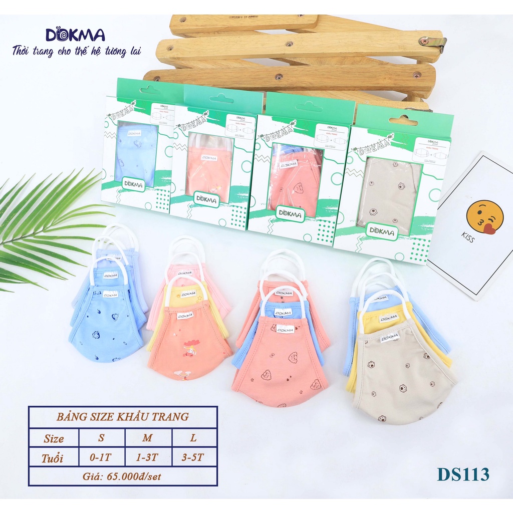 Khẩu trang vải kháng khuẩn cho bé Dokma   / 3 chiếc
