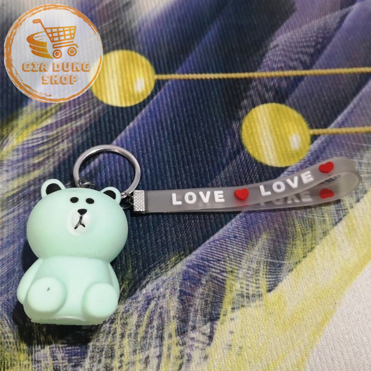 Móc khóa GẤU XANH gấu bóp kêu Cute