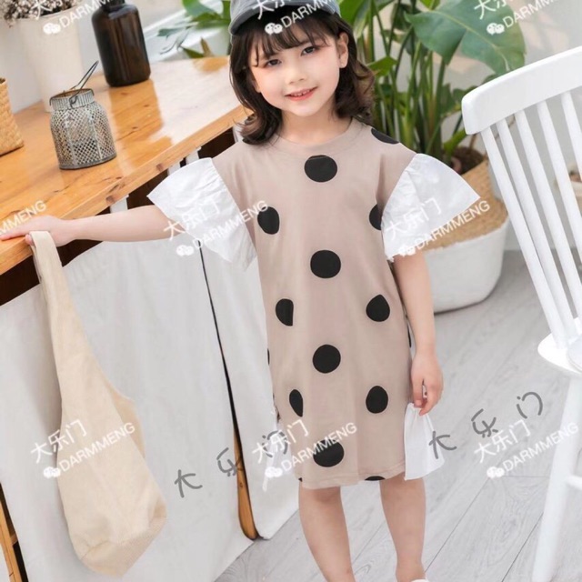 VÁY SUÔNG CHẤM BI TAY PHỒNG.