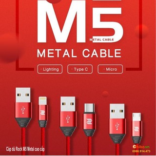 Cáp dù cổng lightning Rock M5 Metal Lightning cao cấp