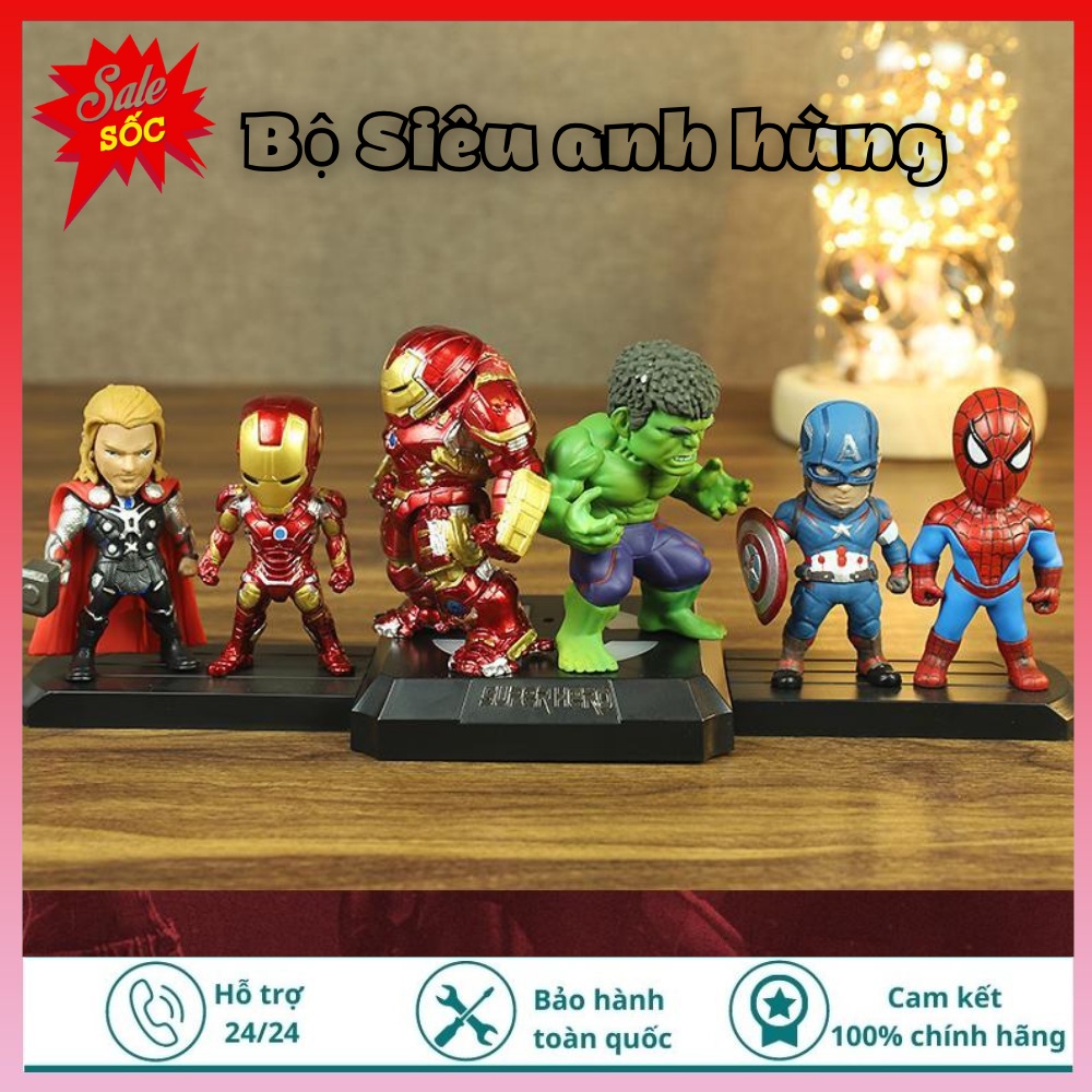 Mô hình nhân vật 6 siêu anh hùng AVENGERS - Mini siêu dễ thương - Bộ sưu tập trang trí để bàn , PC cho bạn