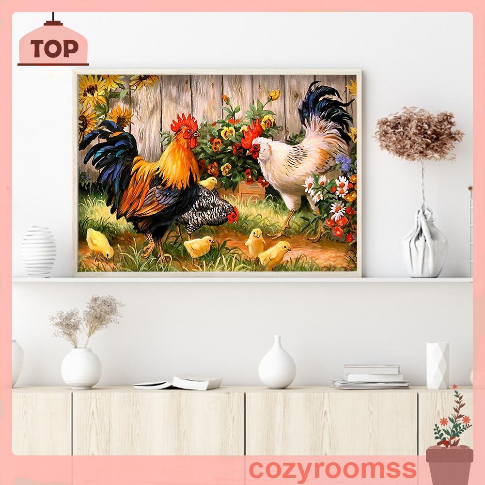 (canvas no printing)  Tranh thêu chữ thập hình con gà 11CT