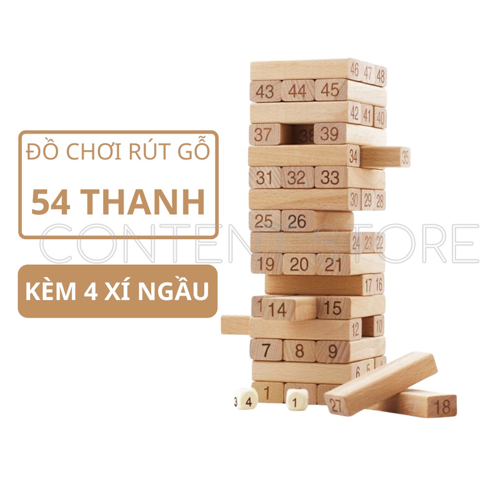 Đồ Chơi Rút Gỗ 54 Thanh 5cm x 5cm x 16.5cm