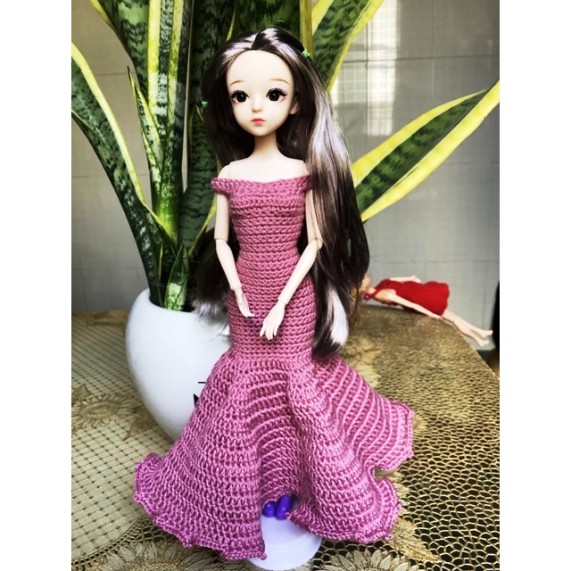 MAU1 - Váy cô dâu đuôi cá cho búp bê Barbie, Doris, các loại búp bê 30cm