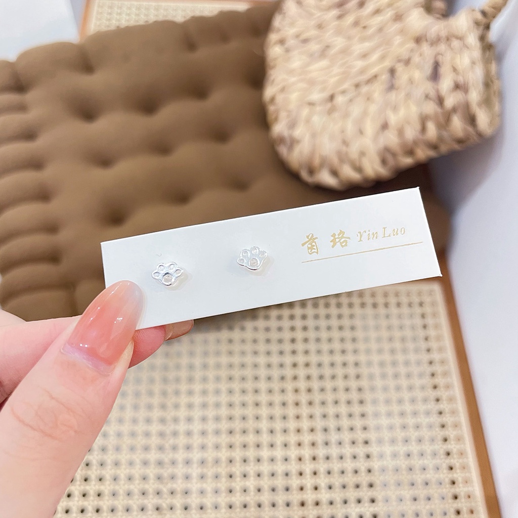 Khuyên tai bạc S925 hình học đơn giản thời trang 2021 xinh xắn