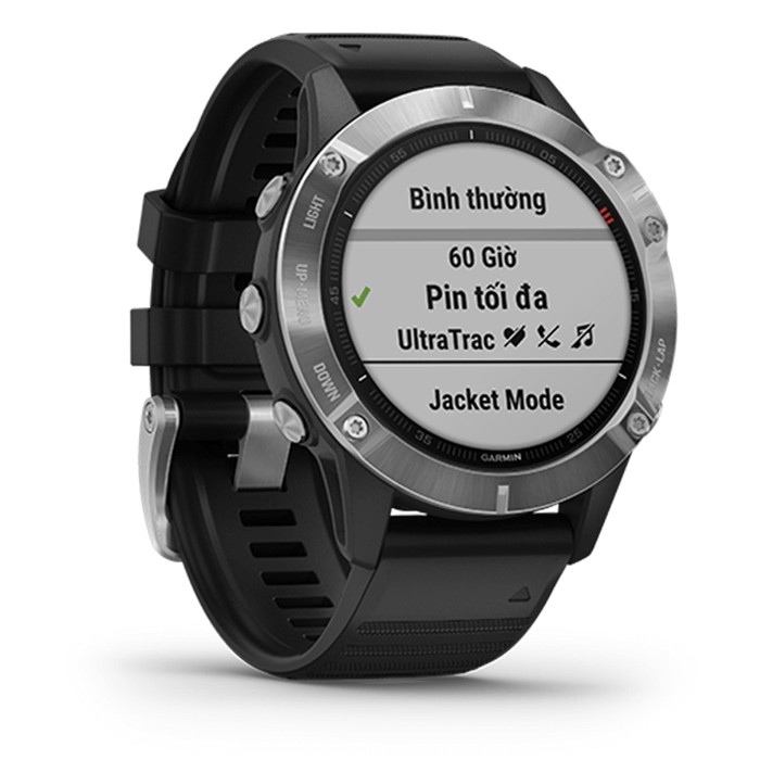 Đồng Hồ Garmin Fenix 6/6S - Silver with Black Band, Non -Sapphire, Music, Topo Map - Chính Hãng