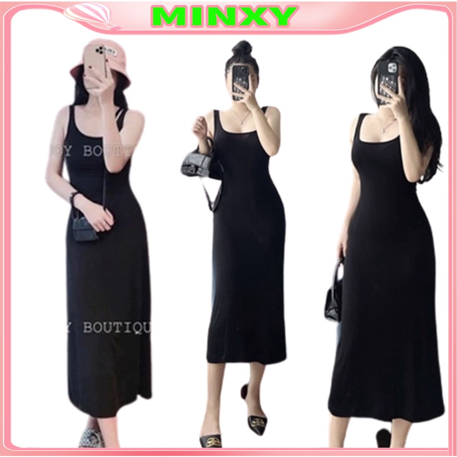 Váy tăm xoè,đầm hai dây co giãn tốt dáng dài 120cm-Minxy shop