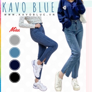 Quần Bò Nữ Ống Đứng KAVO BLUE Xẻ Gấu 1 Cúc Cạp Cao Co Giãn 4 Chiều LY 511-05