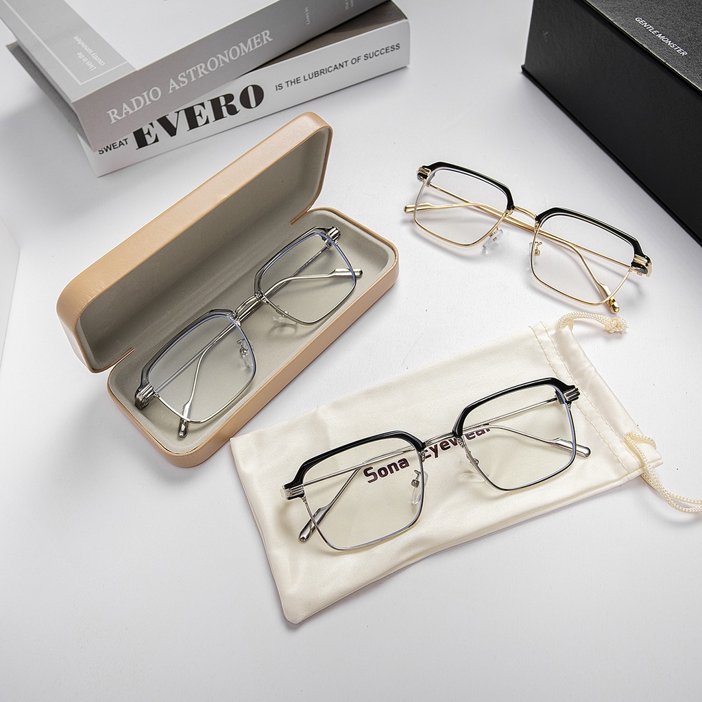 Gọng Kính Cận nam nữ Sona Eyewear Chất liệu nhựa ABS và kim loại cao cấp - C04