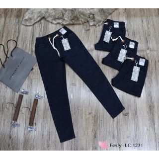 Quần Jean Nữ Cạp Chun Tím Than Lưng Cao [Ảnh Thật]