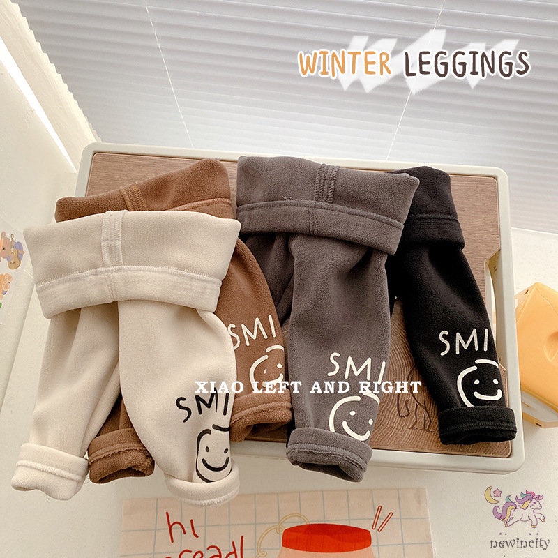 Quần Legging Họa Tiết Mặt Cười Phong Cách Hàn Quốc Cho Bé Gái