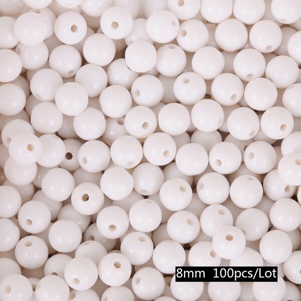 100 hạt cườm acrylic tròn nhiều màu 8mm làm trang sức/vòng tay/vòng cổ DIY quà tặng cho nam nữ