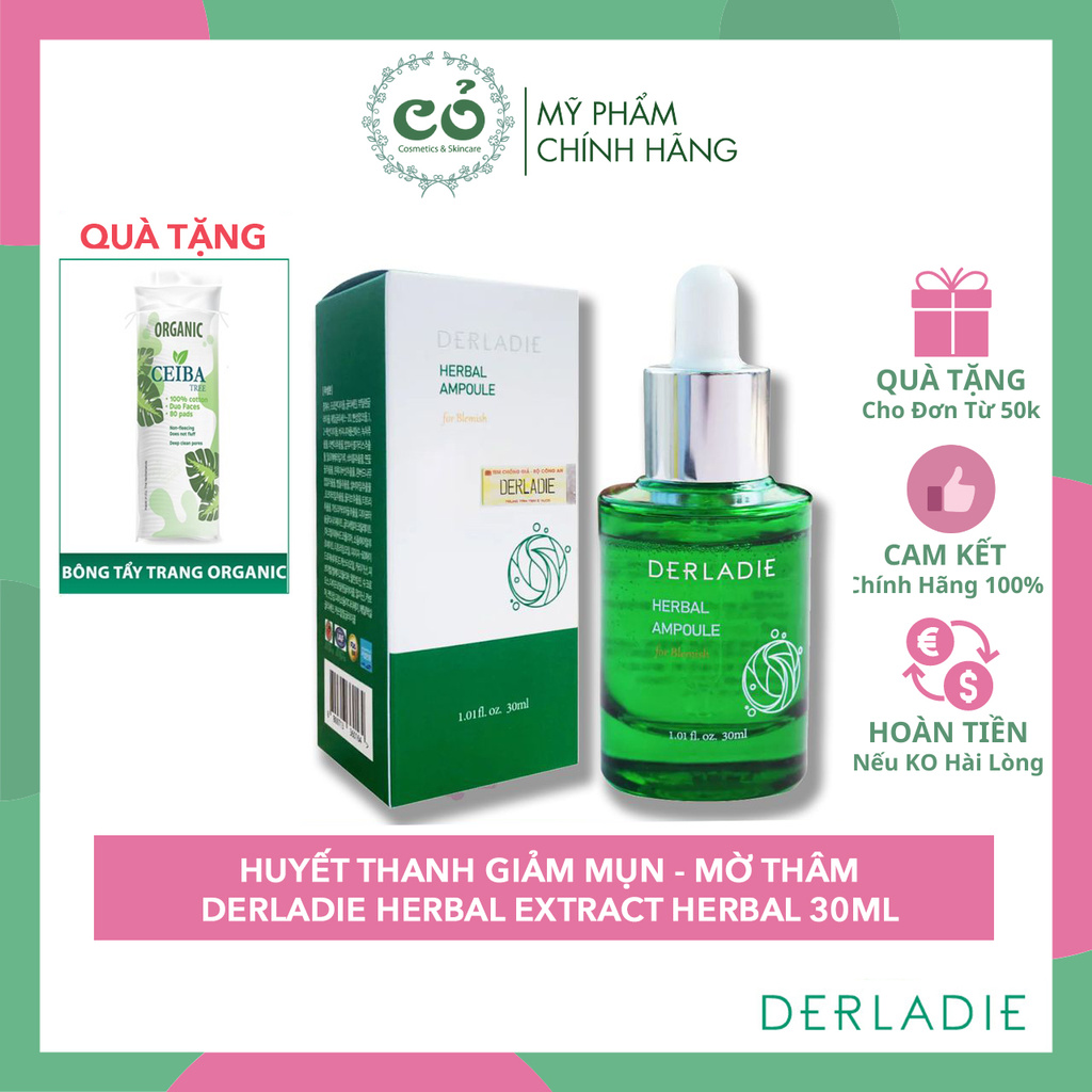 Huyết Thanh Derladie Tràm Trà - Tinh Chất Giảm Mụn Derladie Herbal Ampoule For Blemish 30ml