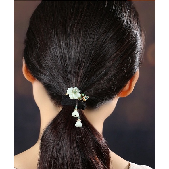CT009 Cột tóc hoa xanh và hợp kim tráng men
